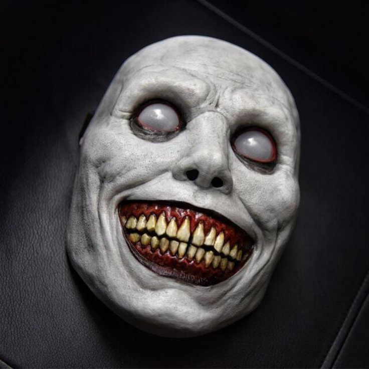 Horror White Face Eyes Exorcist Mask Halloween Mask Smiling Demon Mask Scary Cosplay Evil Creepy Ghost Skull Mask for Halloween Carnival Party Costume Props