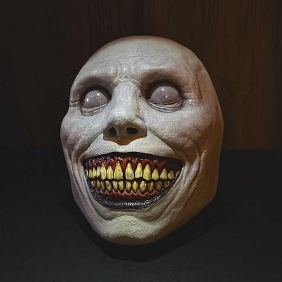 Horror White Face Eyes Exorcist Mask Halloween Mask Smiling Demon Mask Scary Cosplay Evil Creepy Ghost Skull Mask for Halloween Carnival Party Costume Props